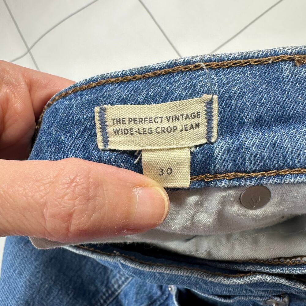 Madewell Jeans Women 30 Blue Perfect Vintage Wide Leg Crop Cresslow Wash Stretch - Picture 6 of 16